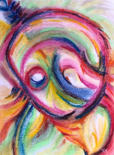 Painting titled "Enfant des étoiles" by Isabelle Jourdant, Original Artwork, Pastel