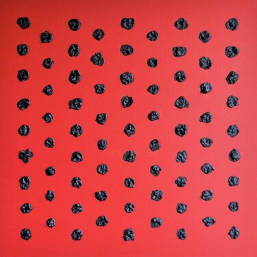 Black spots on red - object 26 绘画 标题为“Black spots on red…” 由Henk Broeke, 原创艺术品, 丙烯 安装在木质担架架上
