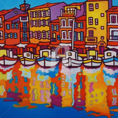 Painting titled "Cassis, avant l'été" by Gwendoline Pieters, Original Artwork, Oil Mounted on Wood Stretcher frame