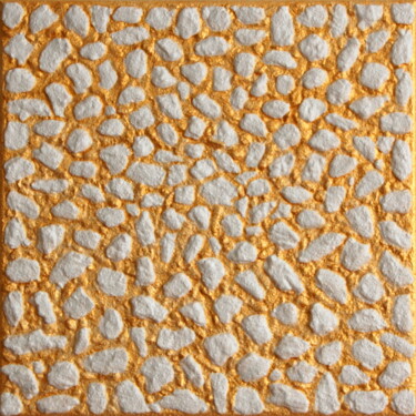 White rocks on gold - nr.48 绘画 标题为“White rocks on gold…” 由Henk Broeke, 原创艺术品, 丙烯 安装在木质担架架上