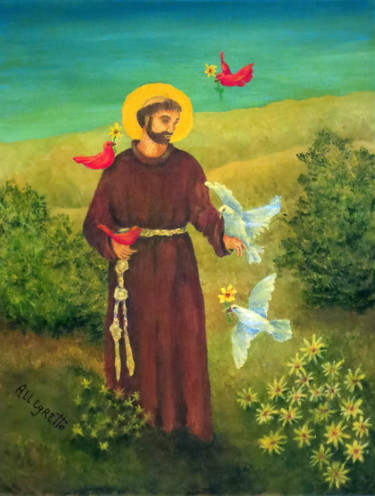Painting titled "St. Francis of Assi…" by Allegretto, Original Artwork, Acrylic