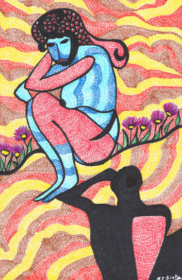 Drawing titled "La photographie" by Marie-José Sintes, Original Artwork, Acrylic
