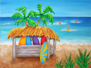 Painting titled "Surf's Up" by Allegretto, Original Artwork, Acrylic