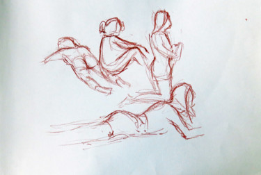 图画 标题为“Croquis de plage 2” 由Michel Hamelin, 原创艺术品, 其他