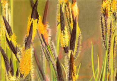 Σχέδιο με τίτλο "GLOWING GRASS" από Nives Palmić, Αυθεντικά έργα τέχνης, Παστέλ