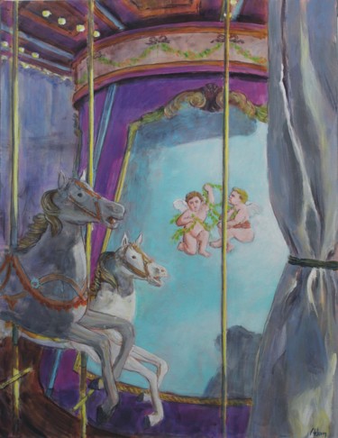 Peinture intitulée "Manège" par Michel Adam, Œuvre d'art originale, Acrylique