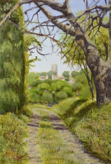 Peinture intitulée "retour au village" par Philippe Demory, Œuvre d'art originale, Acrylique