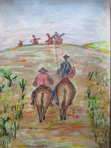Pintura intitulada "CAVALEIRO DA TRISTE…" por Romeo Zanchett, Obras de arte originais, Acrílico