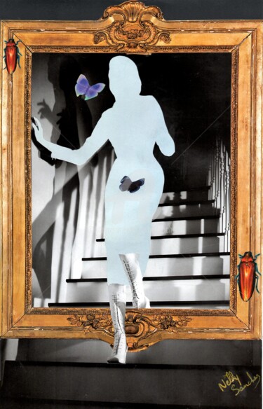 Collages titled "Sortir" by Nelly Sanchez, Original Artwork, Collages