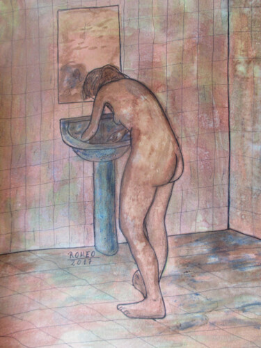 MULHER AO ACORDAR Pintura intitulada "MULHER AO ACORDAR" por Romeo Zanchett, Obras de arte originais, Acrílico