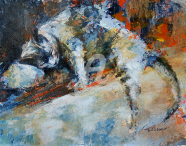 Pittura intitolato "Le Chat" da Kimberly Aring, Opera d'arte originale, Acrilico