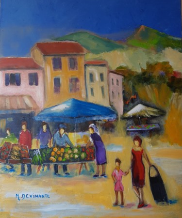 LE MARCHE Peinture intitulée "LE MARCHE" par Michele Devinante, Œuvre d'art originale, Huile