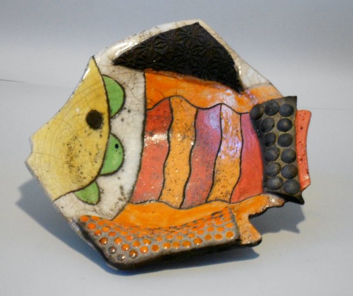 Coupelle poisson rayures orange 设计, 3.2x6.7 in