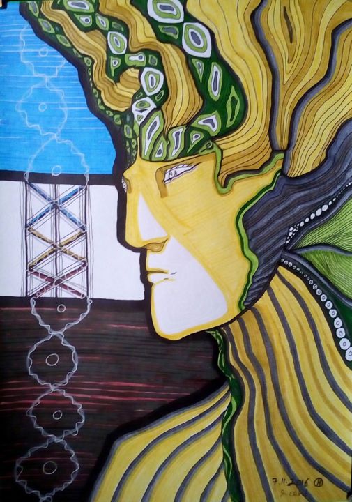 Drawing titled "Ash tree" by Dmitry Nesterov, Original Artwork, Marker