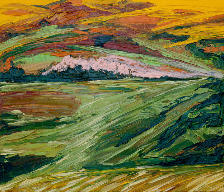 Malerei mit dem Titel "Paesaggio Toscano" von Frank'O Orsi Pittore Espressionista, Original-Kunstwerk, Öl