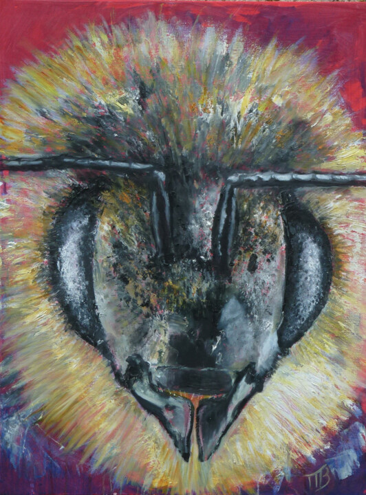 Peinture intitulée "Abeille" par M Batté Gauthier, Œuvre d'art originale, Acrylique