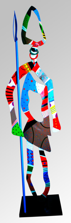 Grand Guerrier lance bleue 雕塑, 76.8x17.7 in