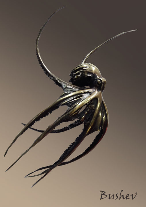 Sculpture titled "Octopus" by Bushev, Original Artwork, Metals