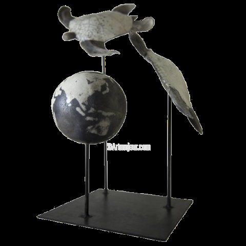 Sculpture intitulée "Vol planétaire" par L-Oranger Art, Œuvre d'art originale, Céramique