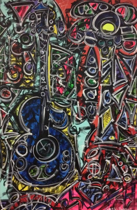 绘画 标题为“Guitarra e Cocos” 由Gabriel Marques, 原创艺术品, 丙烯
