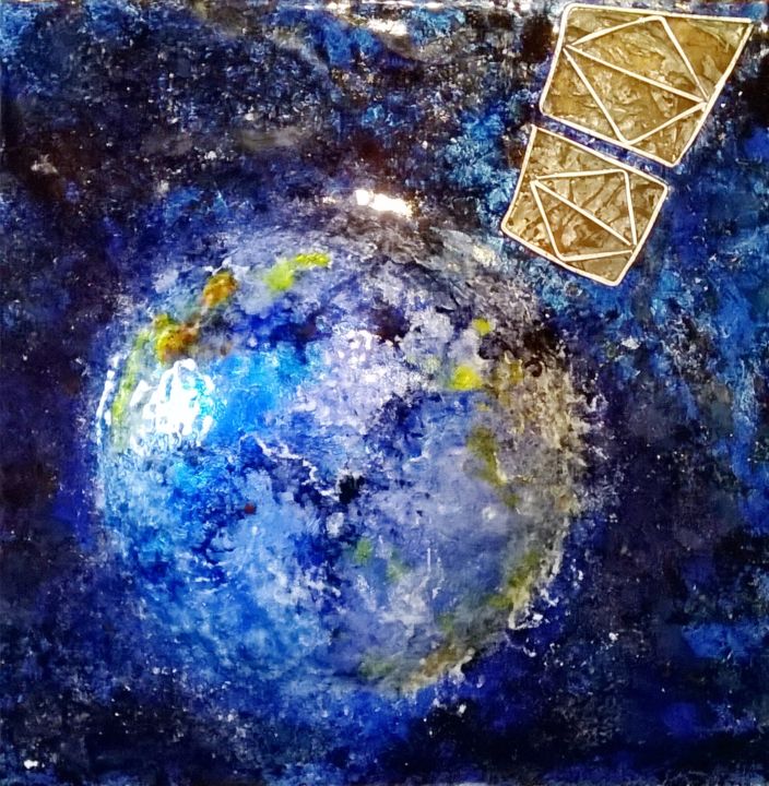 Malerei mit dem Titel "Expédition 50 de la…" von Isabelle Mathis, Original-Kunstwerk, Emaille