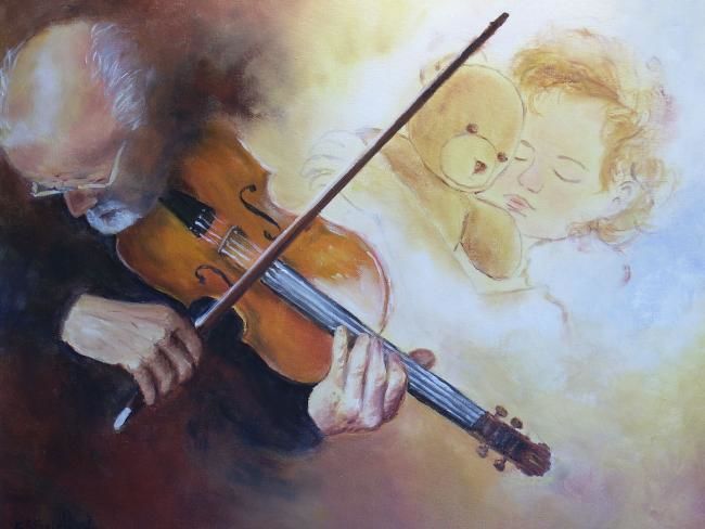 Peinture intitulée "la berceuse" par Géraldine Streichert, Œuvre d'art originale, Huile