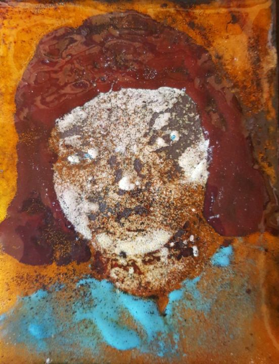 Peinture intitulée "L'enfant Jeanne - P…" par Isabelle Mathis, Œuvre d'art originale, Émail Monté sur Pierre