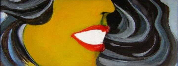 Painting titled "red on yellow 2pefp" by Richard Herr, Original Artwork, Acrylic