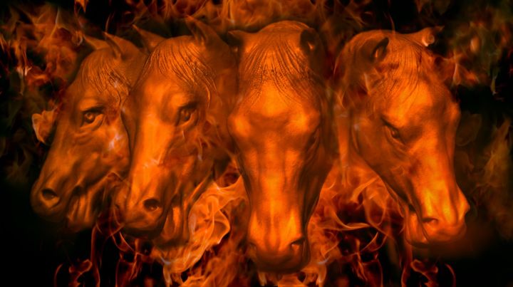 Painting titled "4-horseman-of-the-a…" by Freedom World, Original Artwork