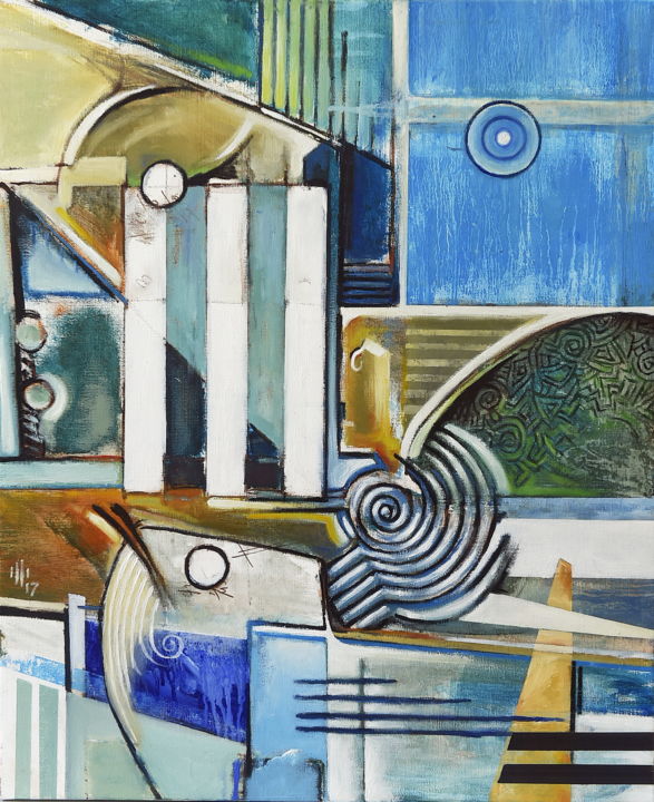 Peinture intitulée "thesee-vs-minotaure" par Pascal Buffard, Œuvre d'art originale