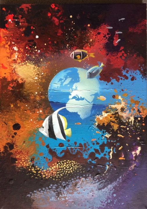 Couleurs du Monde 绘画, 18.1x12.6 in