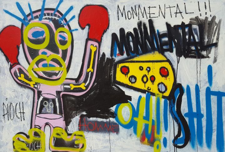 Painting titled "Comme un fromage" by Pioch, Original Artwork