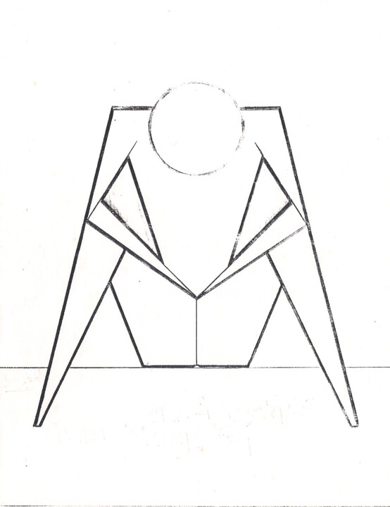 Drawing titled "Penseur" by Vegeto, Original Artwork, Pencil