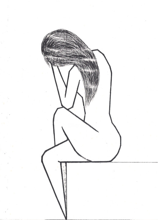 Drawing titled "Rêveuse" by Vegeto, Original Artwork, Pencil