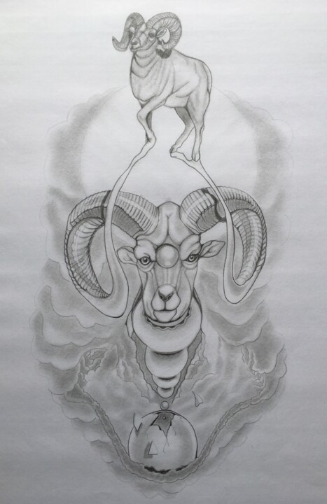 图画 标题为“Horns” 由Sandro Brito (Sanarts), 原创艺术品, 铅笔