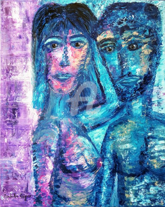 Le couple bleu 绘画, 19.7x15.8 in