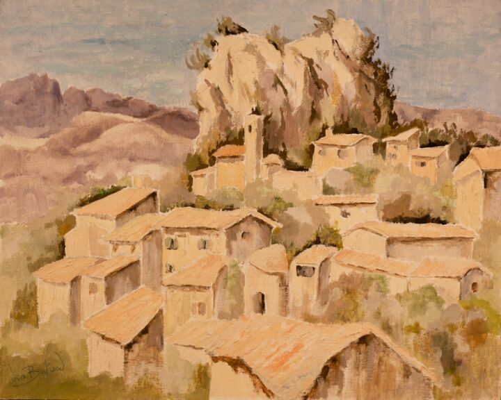 Peinture intitulée "La Roque Alric au m…" par Dominique Bertrand, Œuvre d'art originale, Huile