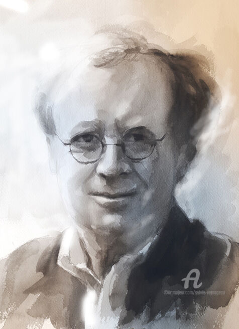 Peinture intitulée "Portrait masculin" par Sylvie Vernageau, Œuvre d'art originale, Aquarelle