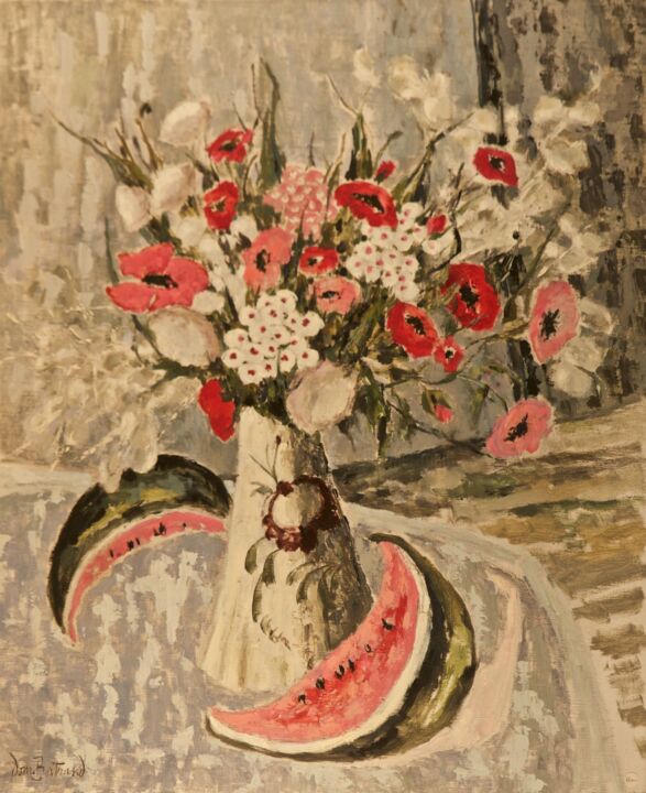 Peinture intitulée "Coquelicots et past…" par Dominique Bertrand, Œuvre d'art originale, Huile