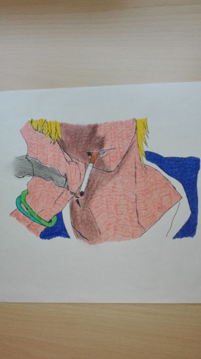 Drawing titled "disegno manga smoke" by Iryna De Simone, Original Artwork