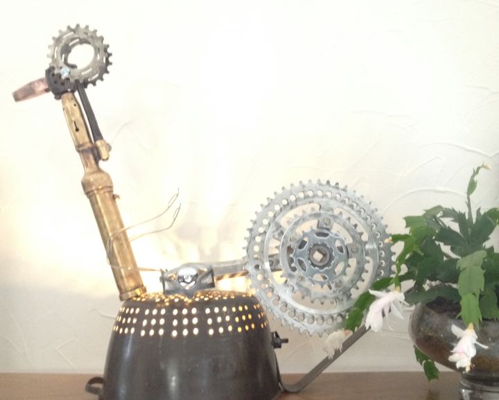 Lampe industrielle esprit RECUP LE PÉDALIER 设计, 15.8x15.8 in