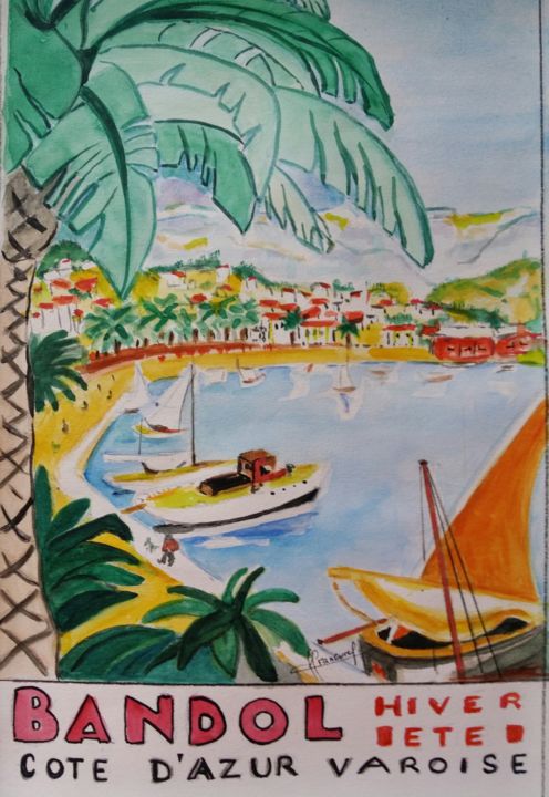 绘画 标题为“♥ BANDOL ♥ N° 159” 由Françoise Lanfroy-Rancurel, 原创艺术品, 水彩