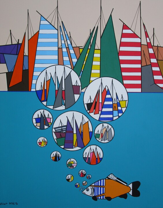 Painting titled "Naissance des voiles" by Nyls Eliot, Original Artwork, Acrylic
