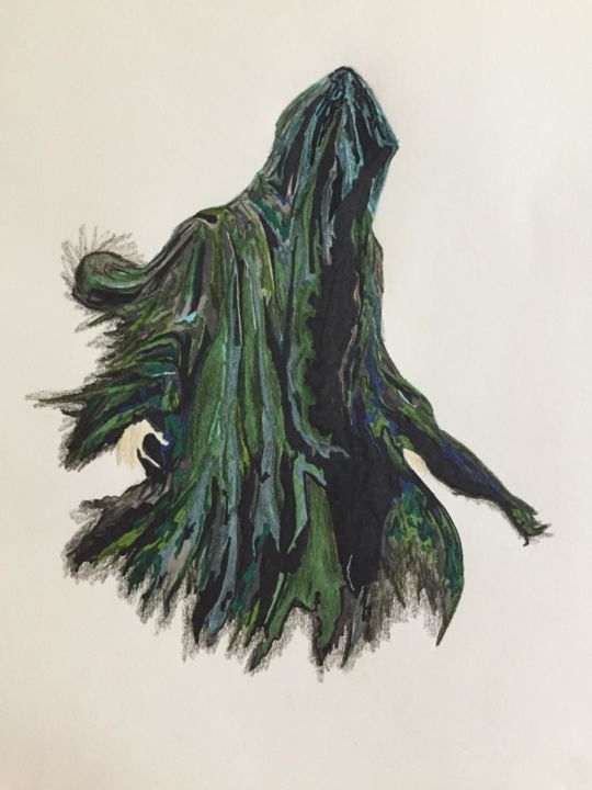 Drawing titled "Dark Night" by Catherine Hélie, Original Artwork, Pencil