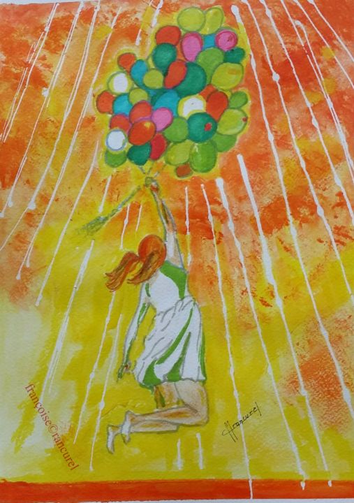 绘画 标题为“♥ BALLONS ♥ N° 229” 由Françoise Lanfroy-Rancurel, 原创艺术品, 其他