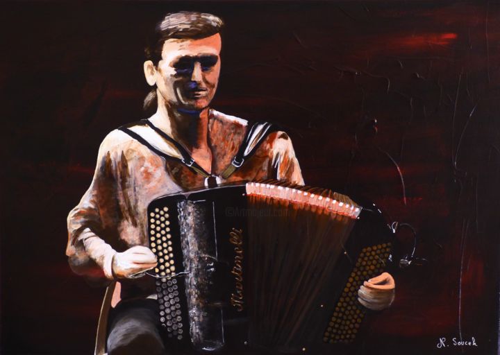 Ζωγραφική με τίτλο "Sur un air de jazz…" από Nathalie Soucek, Αυθεντικά έργα τέχνης, Ακρυλικό
