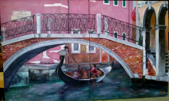 Peinture intitulée "Le Pont San Canzian…" par Nadine Bichon, Œuvre d'art originale