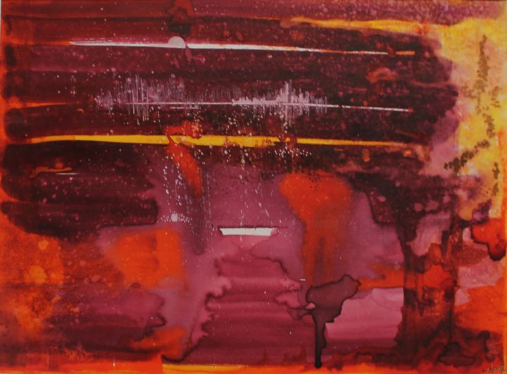 Peinture intitulée "A l'automne quand l…" par Clau Redier-Clément, Œuvre d'art originale, Encre