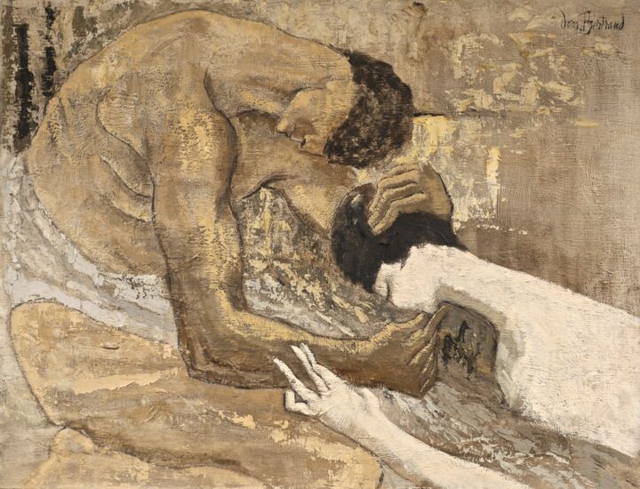 Peinture intitulée "Couple" par Dominique Bertrand, Œuvre d'art originale, Huile