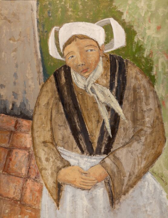 Peinture intitulée "La servante" par Dominique Bertrand, Œuvre d'art originale, Huile